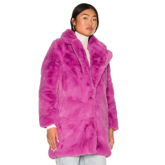 💥SHOWSTOPPER!💥APPARIS CHUNKY PLUCHE FUF OVERSIZED COAT IN MAGENTA PINK - Picture 6 of 14